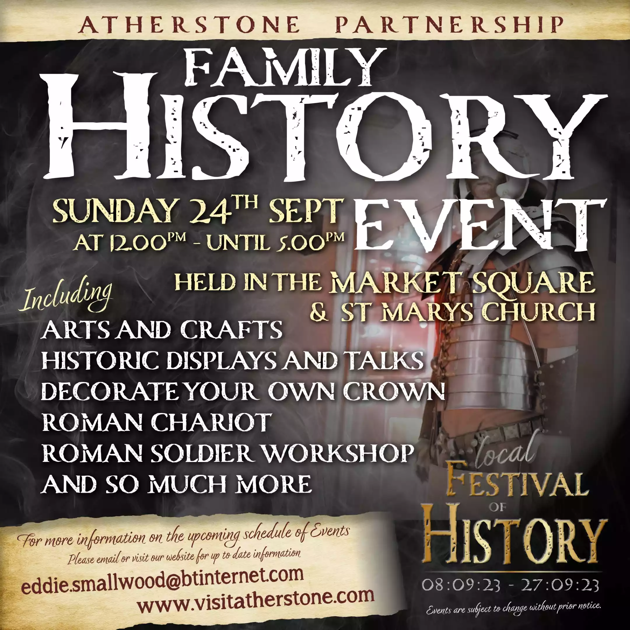 Atherstone Festival of History programme for Sunday 24 September 2023